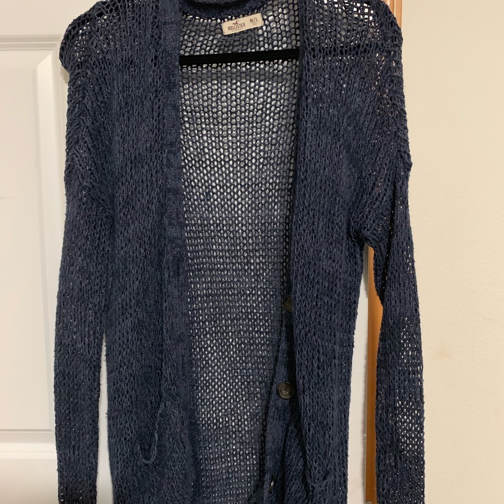 Long Blue Hollister Cardigan